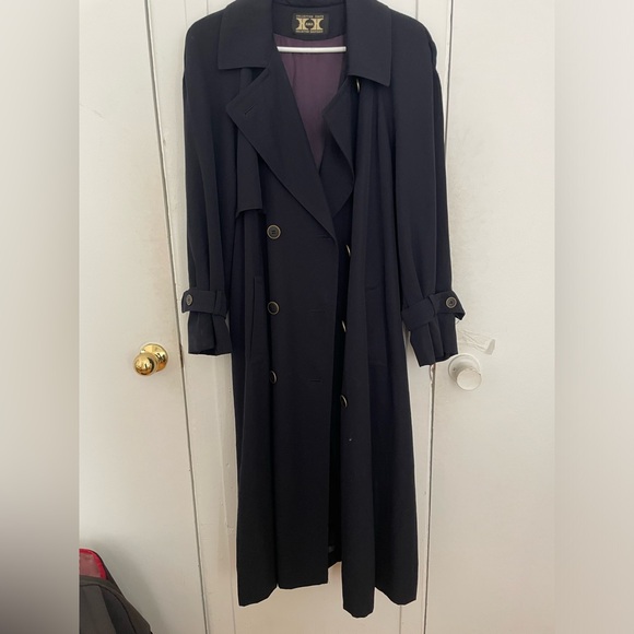 SOLD Vintage 100% wool navy trench coat - Picture 9 of 9